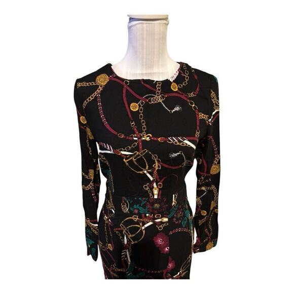 JUSTFAB Black Patterned Dress Size S - Picture 1 of 4